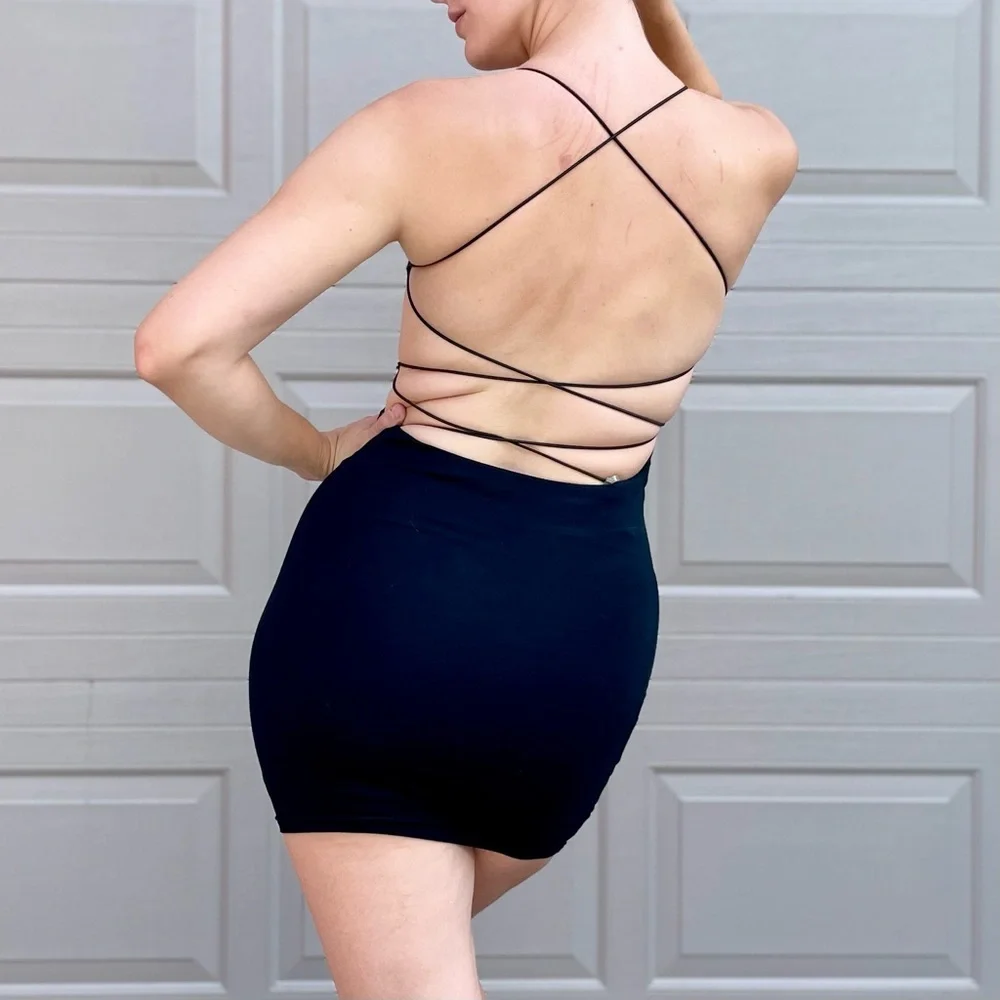 Tiger Mist Black Strappy Mini Dress - Picture 2 of 7
